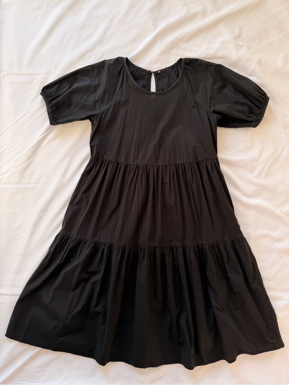 Everlane Black Tiered Short-Sleeve Midi Dress
